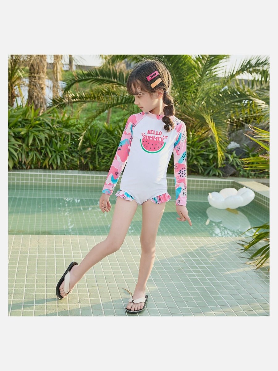 Little Surprise Box,One Piece Summer Watermelon print Swimwear +Swim Cap for Kids & Toddlers - LSB-SW-WATRMELN100