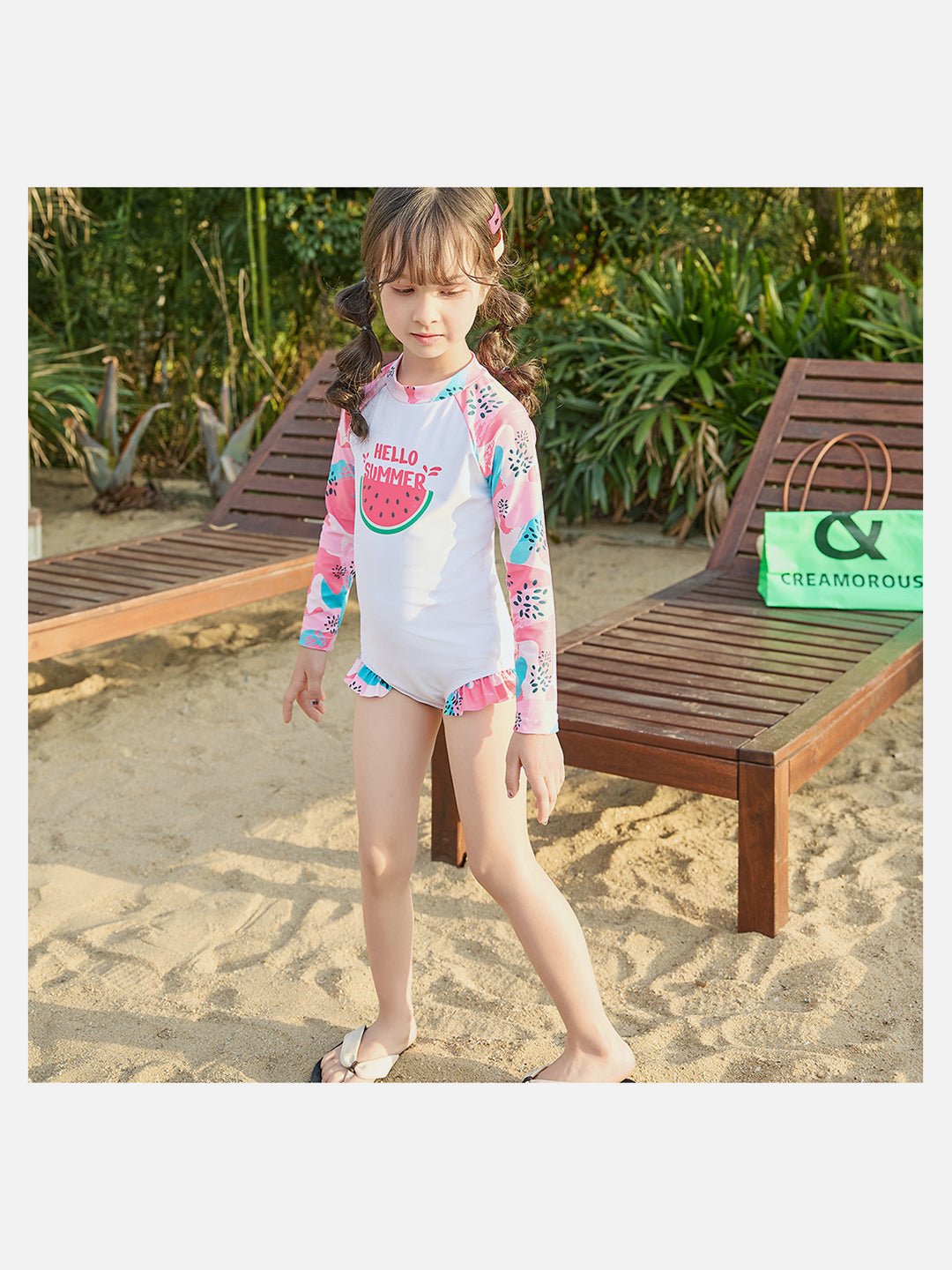 Little Surprise Box,One Piece Summer Watermelon print Swimwear +Swim Cap for Kids & Toddlers - LSB - SW - WATRMELN100