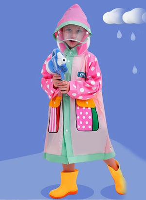 Little Surprise Box,Pink Polka Dots long style Raincoat for kids - LSB - RC - PNKPOLKA - M