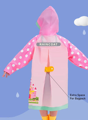 Little Surprise Box,Pink Polka Dots long style Raincoat for kids - LSB - RC - PNKPOLKA - M