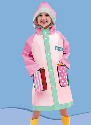 Little Surprise Box,Pink Polka Dots long style Raincoat for kids - LSB - RC - PNKPOLKA - M