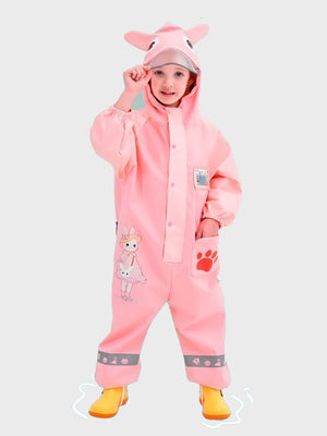 Little Surprise Box,Pink Rabbit Baby,Full Jumpsuit Style Raincoat for Toddlers and Kids - LSB - JS - PNKRABITBABY - M