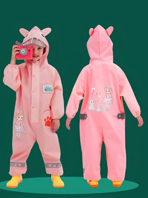 Little Surprise Box,Pink Rabbit Baby,Full Jumpsuit Style Raincoat for Toddlers and Kids - LSB - JS - PNKRABITBABY - M
