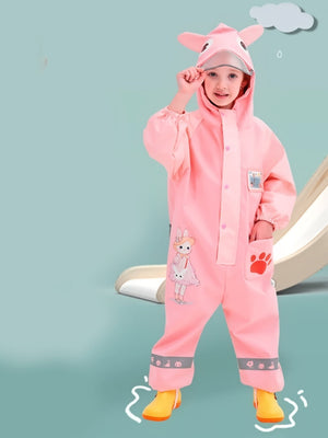 Little Surprise Box,Pink Rabbit Baby,Full Jumpsuit Style Raincoat for Toddlers and Kids - LSB - JS - PNKRABITBABY - M
