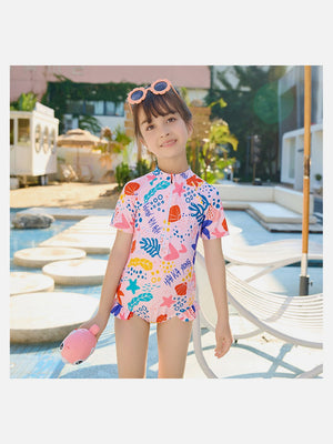 Little Surprise Box,Pink Shell Starfish Toddlers & Kids Swimwear +Swim Cap - LSB - SW - PNKSTARFSH100