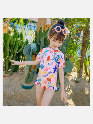 Little Surprise Box,Pink Shell Starfish Toddlers & Kids Swimwear +Swim Cap - LSB - SW - PNKSTARFSH100