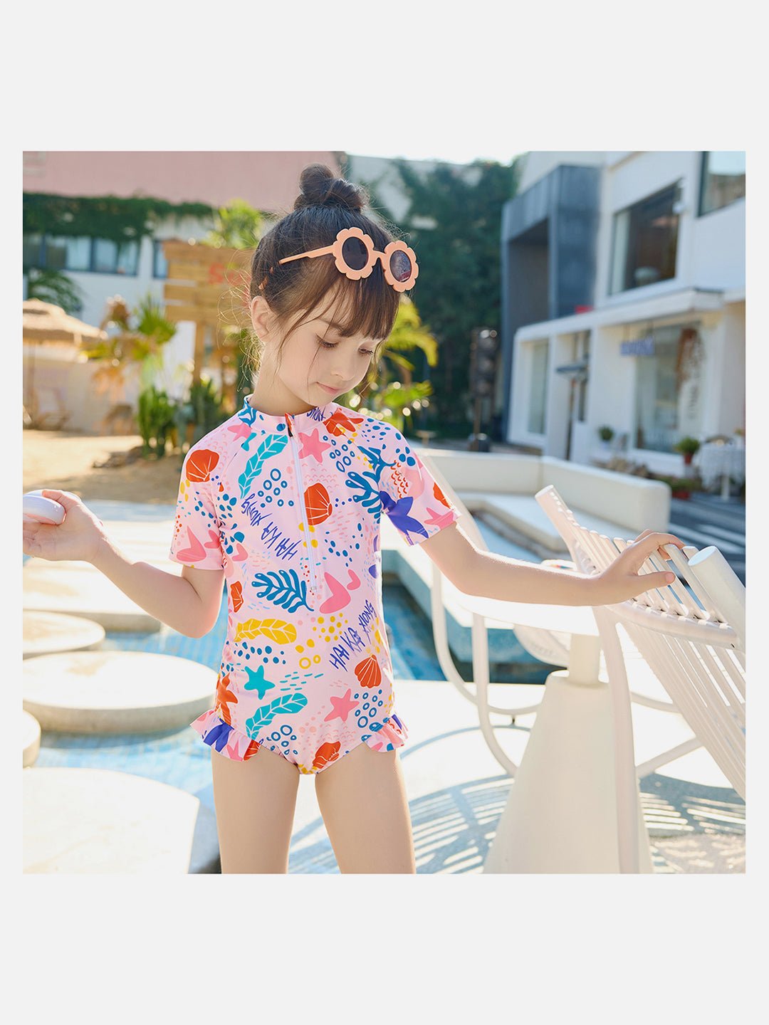 Little Surprise Box,Pink Shell Starfish Toddlers & Kids Swimwear +Swim Cap - LSB - SW - PNKSTARFSH100