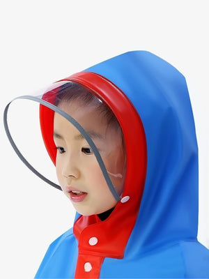 Little Surprise Box,Red Bordered Cobalt Blue Space Theme Long Style Raincoat for Kids - LSB - RC - REDBORDR - SPACE - L