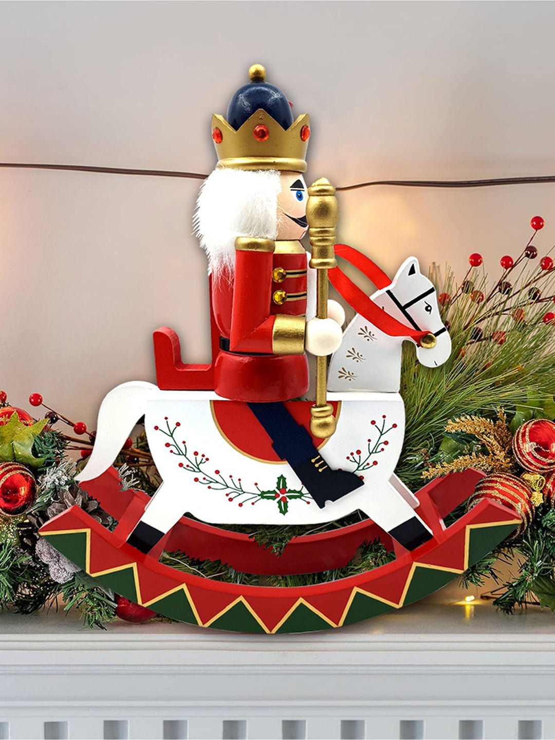 Little Surprise Box,Red wooden rocking horse Christmas Home and table décor - Red Christmas Decor