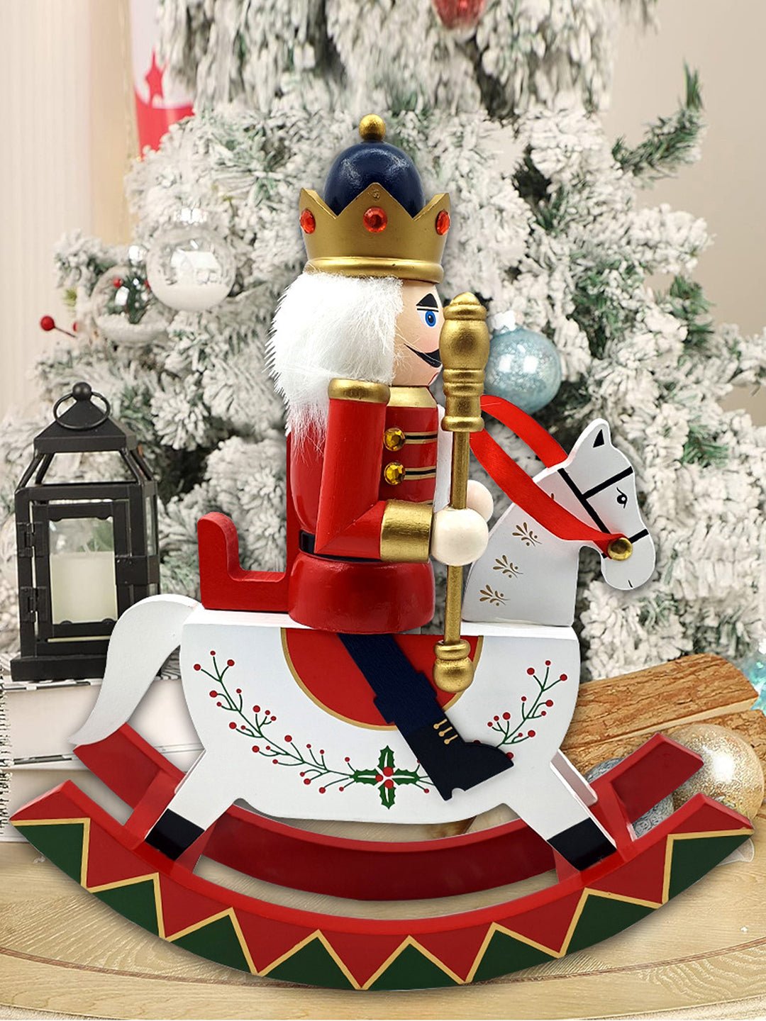 Little Surprise Box,Red wooden rocking horse Christmas Home and table décor - Red Christmas Decor