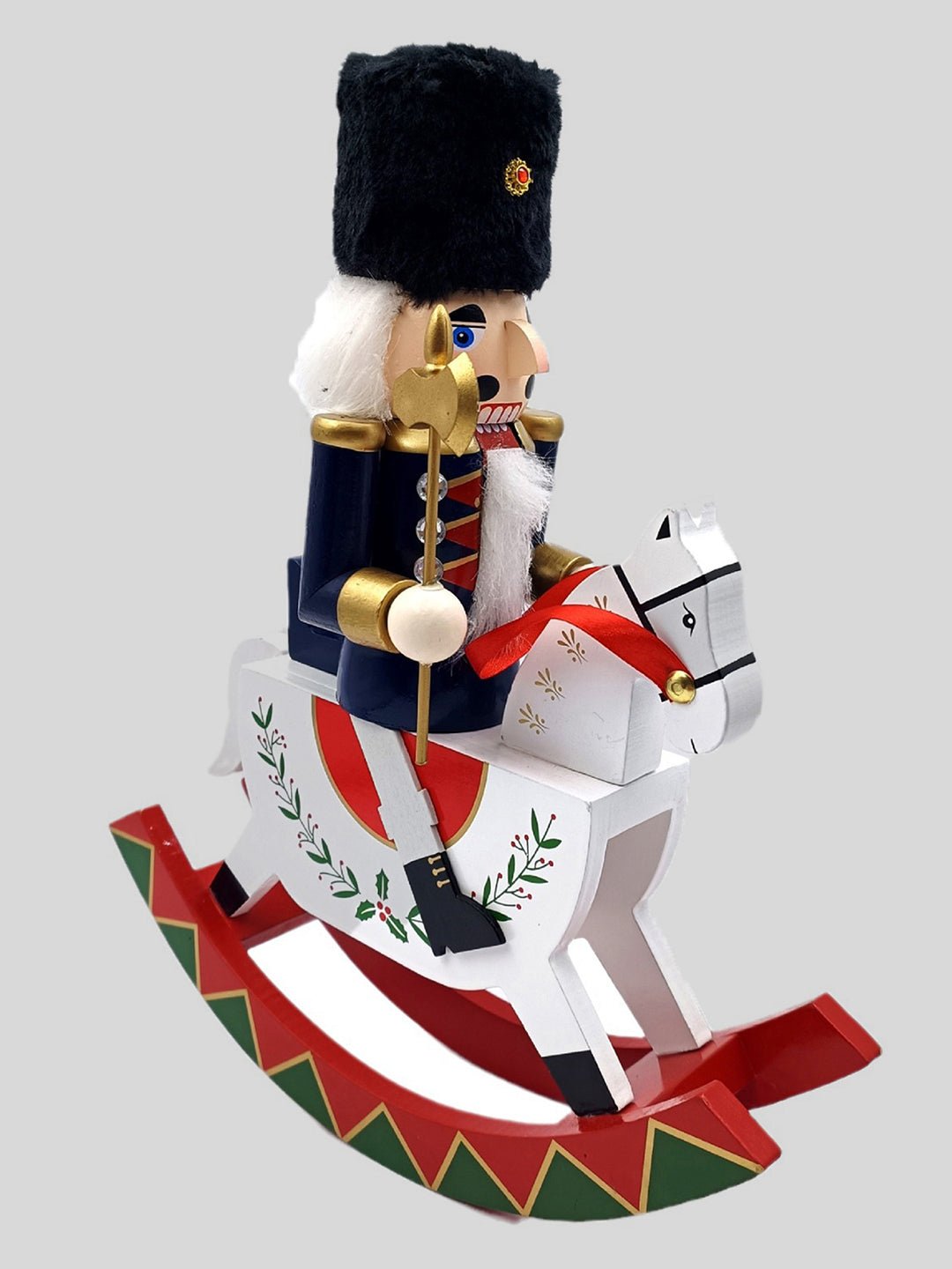 Little Surprise Box,Red wooden rocking horse Christmas Home and table décor - Navy Blue Christmas Decor