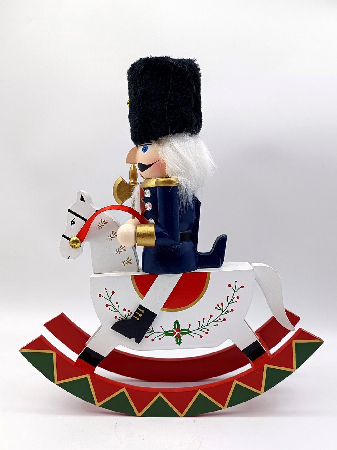 Little Surprise Box,Red wooden rocking horse Christmas Home and table décor - Navy Blue Christmas Decor