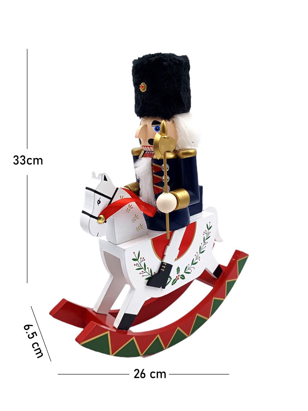 Little Surprise Box,Red wooden rocking horse Christmas Home and table décor - Navy Blue Christmas Decor