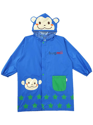 Little Surprise Box,Starry Monkey Cobalt Blue Long Style Raincoat for Kids - 