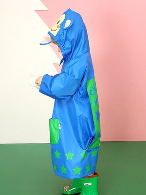 Little Surprise Box,Starry Monkey Cobalt Blue Long Style Raincoat for Kids - 
