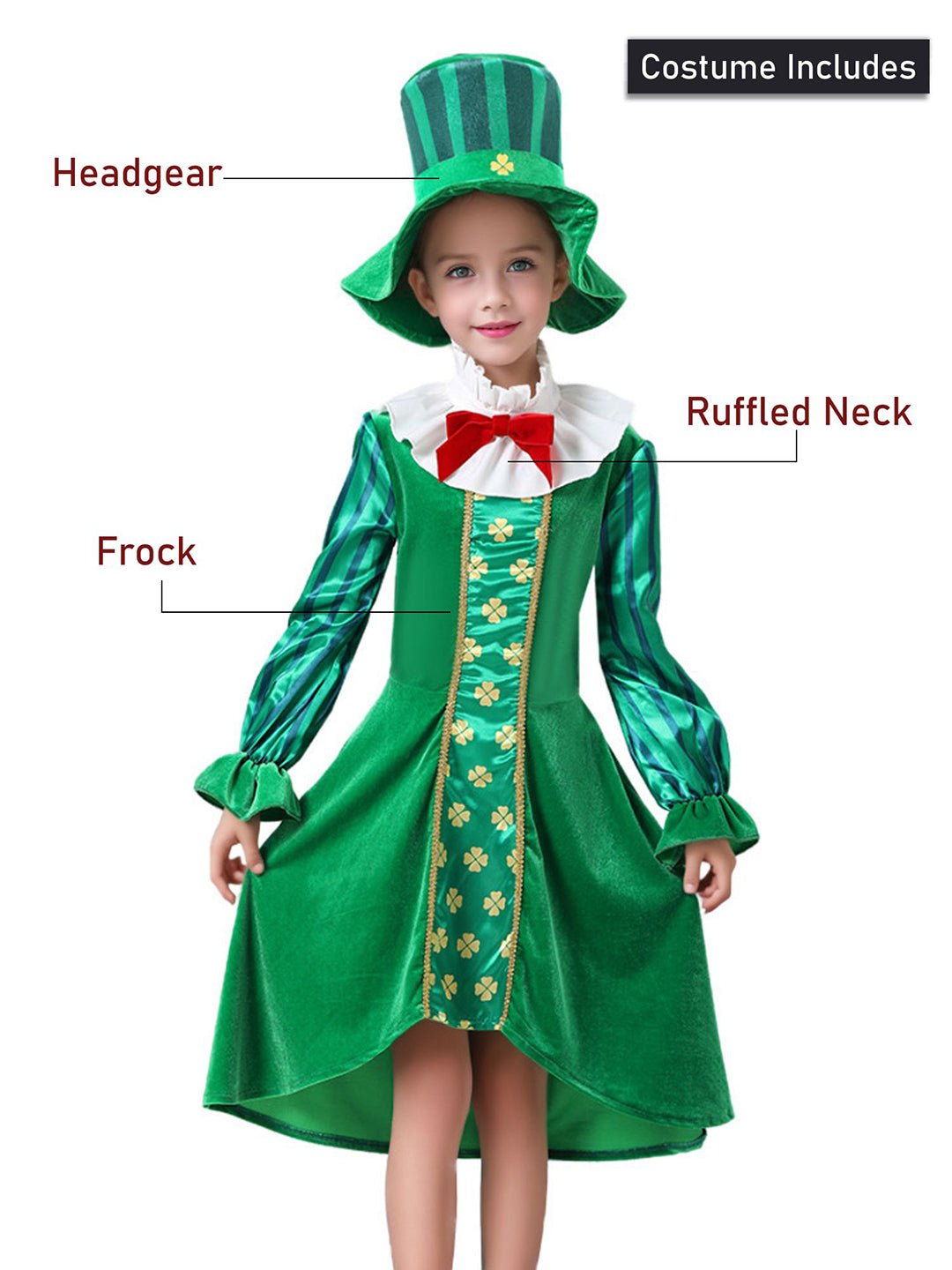 Little Surprise Box,St.Patricks Day costume for Girls,Kids Halloween Costume Dress Up - LSB - HWC - PATRICKGIRL - 4 - 6Y