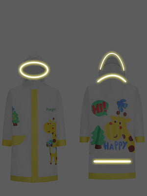 Little Surprise Box,Tall Giraffe Yellow Bordered Translucent long style Raincoat for kids - 