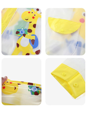 Little Surprise Box,Tall Giraffe Yellow Bordered Translucent long style Raincoat for kids - 