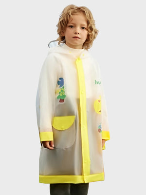 Little Surprise Box,Tall Giraffe Yellow Bordered Translucent long style Raincoat for kids - 