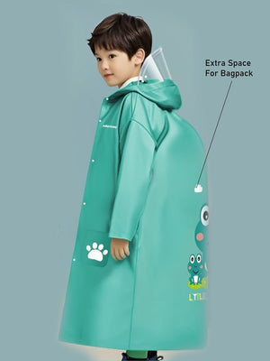 Little Surprise Box,Teal froggy themed Knee length Raincoat for Kids - LSB - RC - TEALFROGGY - M