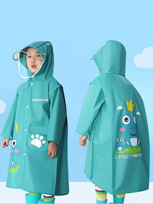 Little Surprise Box,Teal froggy themed Knee length Raincoat for Kids - LSB - RC - TEALFROGGY - M