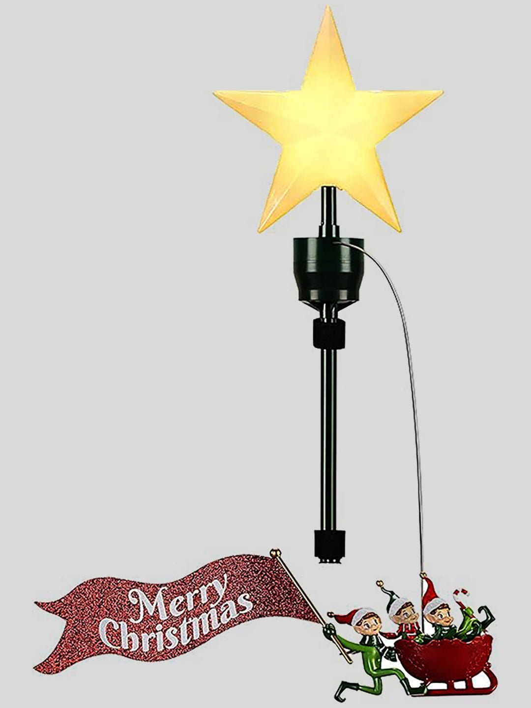 Little Surprise Box,Three Elves rotating Christmas Tree animated Topper - Christmas Decor