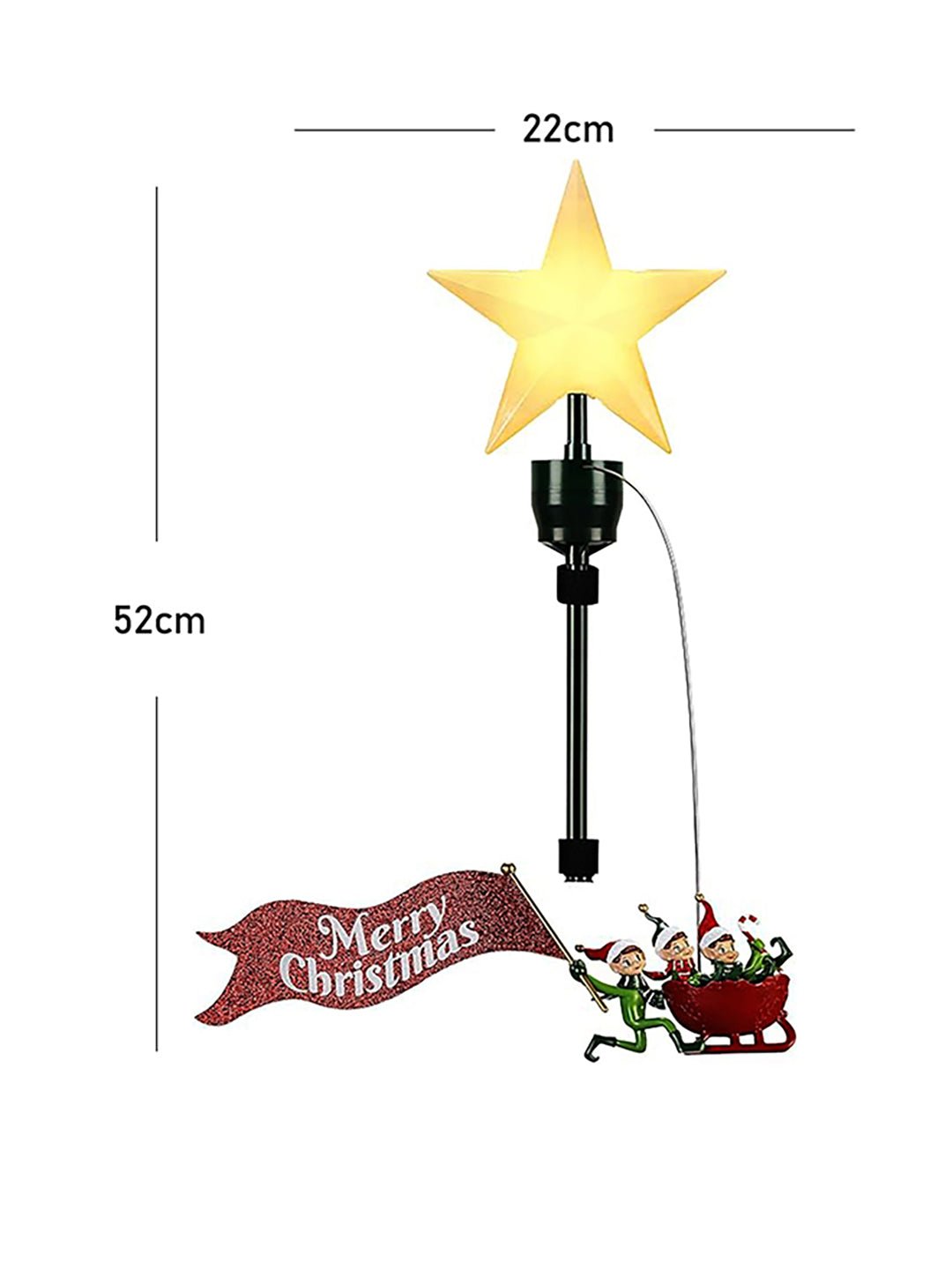 Little Surprise Box,Three Elves rotating Christmas Tree animated Topper - Christmas Decor