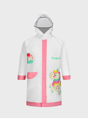 Little Surprise Box,Unicorn Pink Bordered Translucent long style Raincoat for kids - LSB - RC - TRANS - PNKBORDRUNI - S