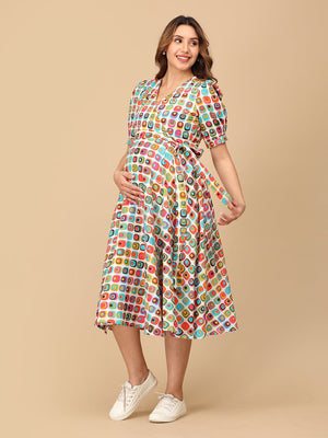 Living in Color Maternity and Nursing Wrap Dress - DRS - SK - LVICL - S