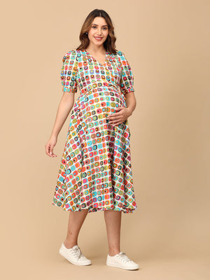 Living in Color Maternity and Nursing Wrap Dress - DRS - SK - LVICL - S