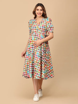Living in Color Maternity and Nursing Wrap Dress - DRS - SK - LVICL - S