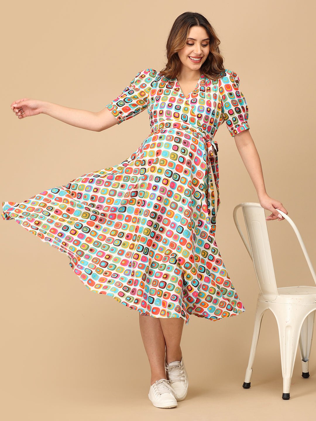 Living in Color Maternity and Nursing Wrap Dress - DRS - SK - LVICL - S