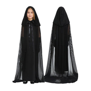 Long Black Cloak Witch , Kids Halloween Costume Fancy Dress Up - 7 - 8 Years Halloween