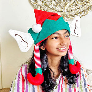 Long Elf Legs & Ears Felt Christmas Party Hat - 