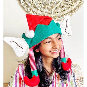 Long Elf Legs & Ears Felt Christmas Party Hat - 