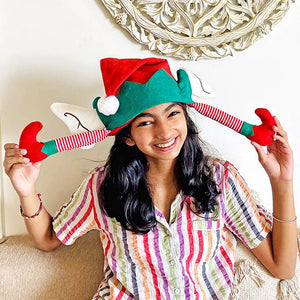 Long Elf Legs & Ears Felt Christmas Party Hat - 