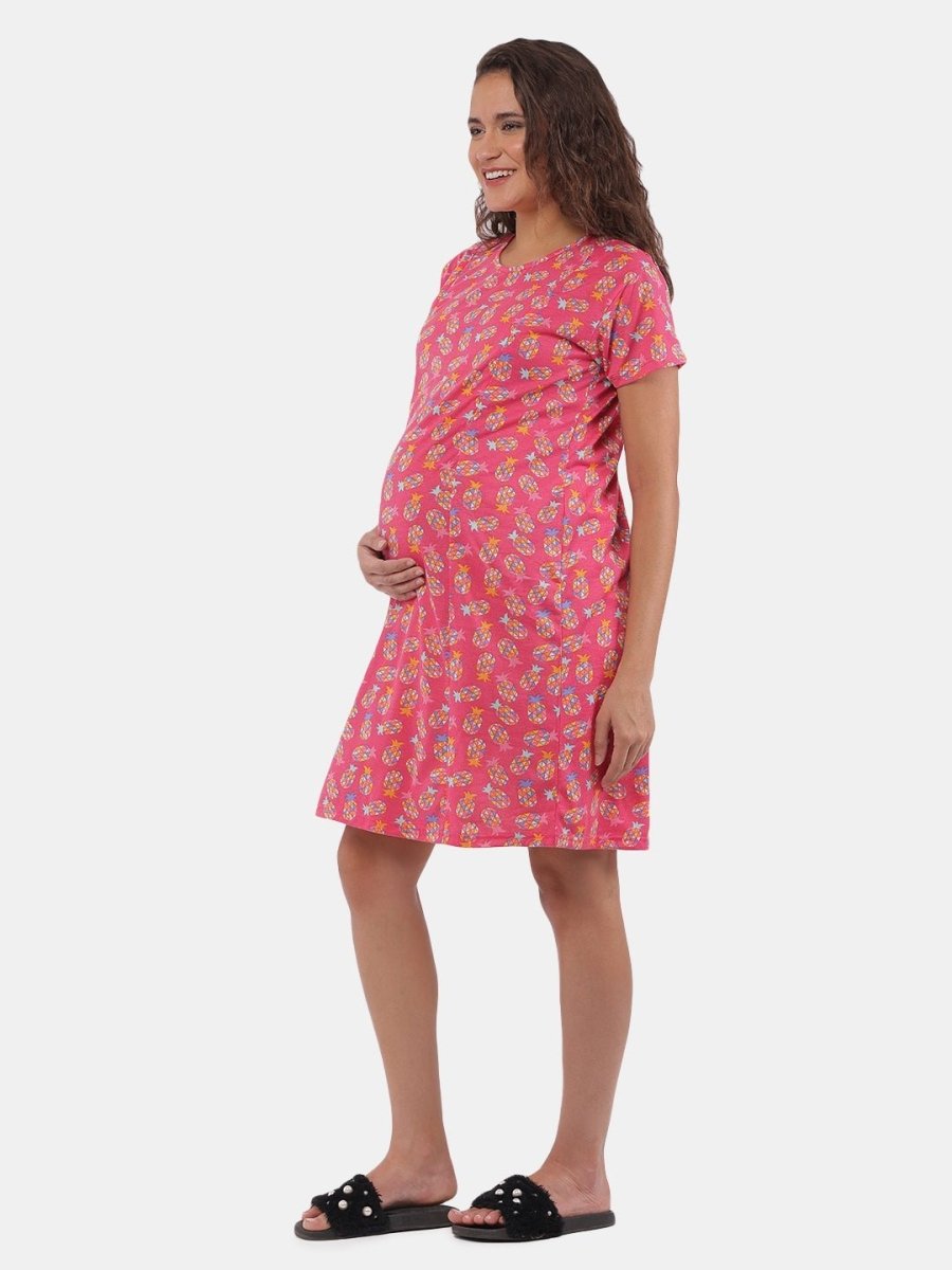 Lookin' Pine Maternity and Nursing T shirt Dress - NW-LKNPN-S