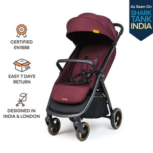 Loopie Hop Baby Stroller - Travel - Friendly Comfort - Mulberry Maroon Baby Stroller & Prams