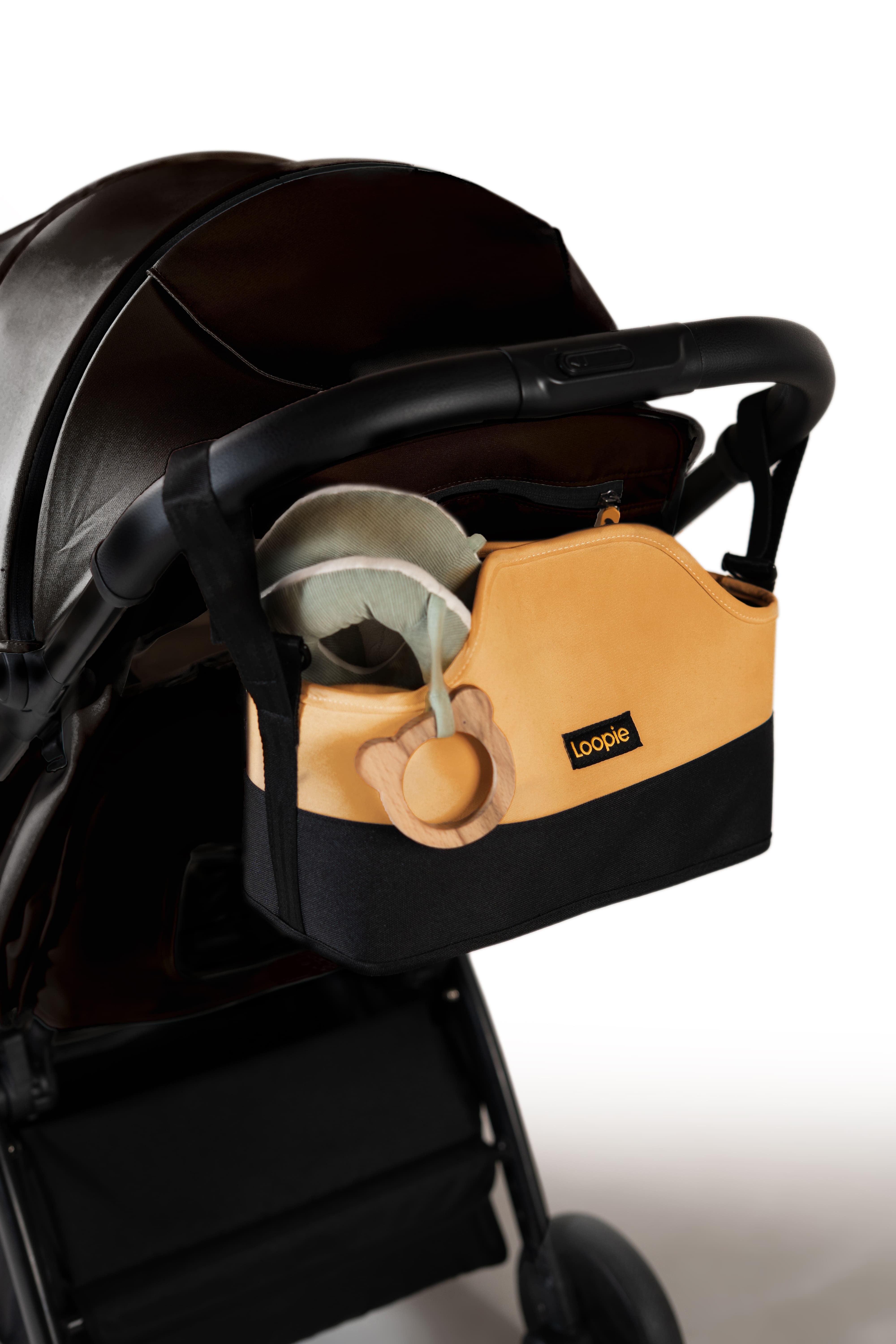 Loopie Organiser Bag Baby Stroller Organiser Bag | Caddy Bag | Universal Fit | Magnetic Closure - Sunset Orange Diaper Bags