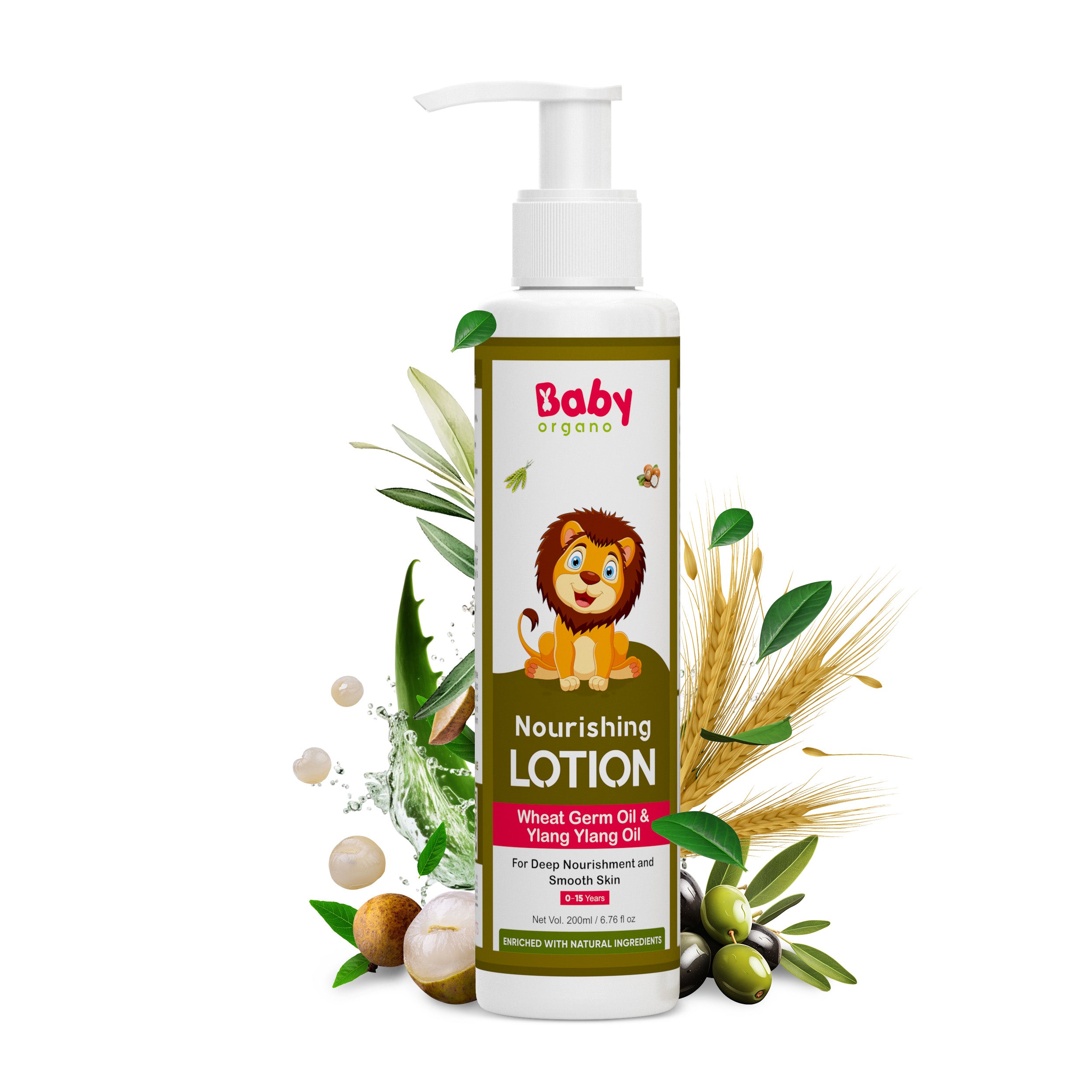 Baby Organo Baby Lotion for 0-15 Years for Kids | Daily Moisturizer Lotion with Ylang Ylang Oil 200ml