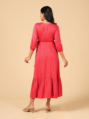Love in Crimson Maternity Wrap Dress - S Maternity Casual Dress