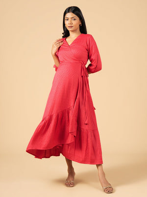 Love in Crimson Maternity Wrap Dress - S Maternity Casual Dress