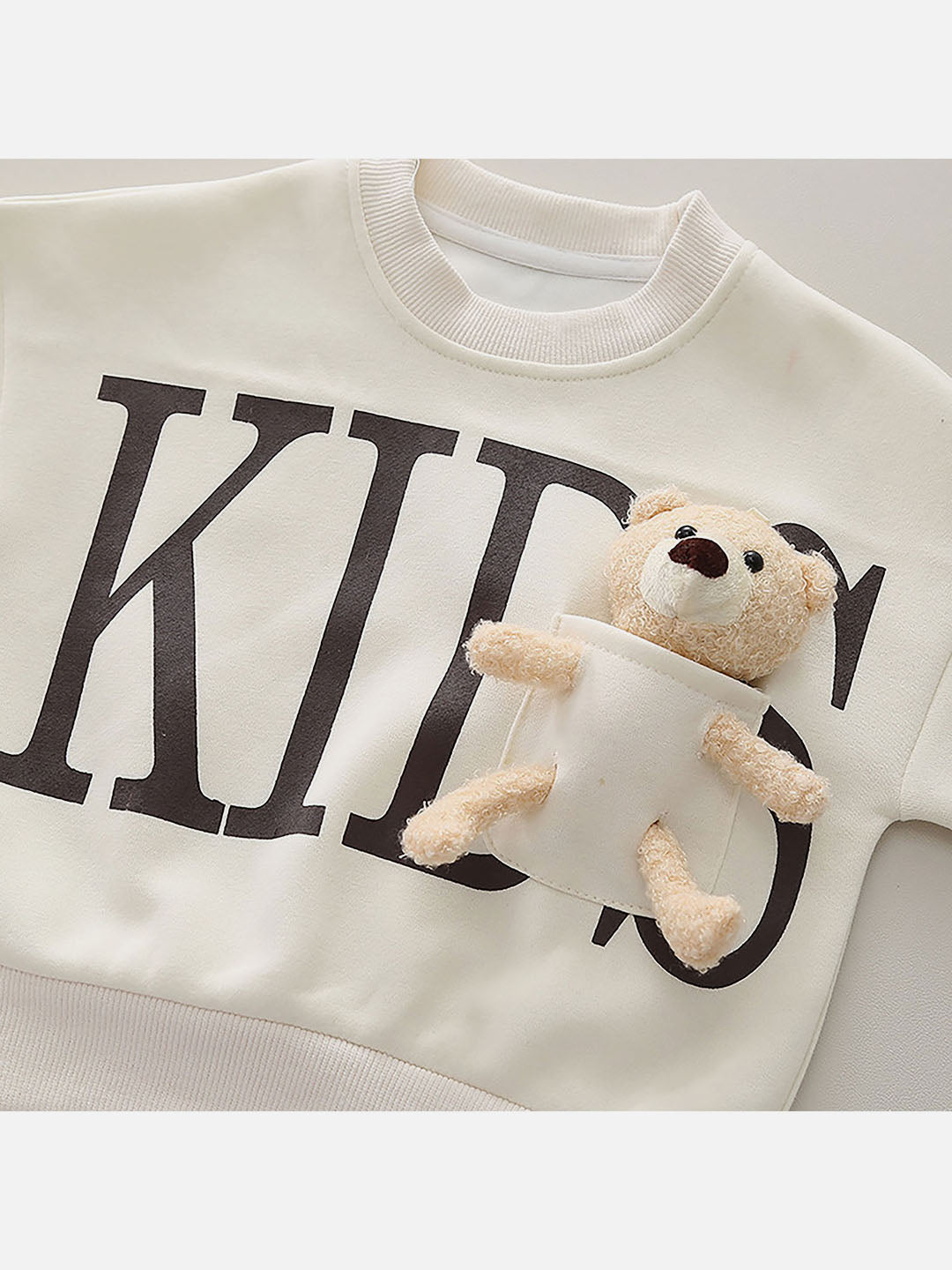 Little Surprise Box Cream & Brown Kids Teddy Soft Toy 2 Pcs Track Suit Set For Toddlers And Kids