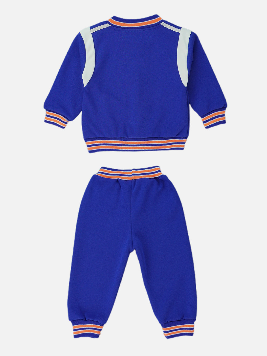 Little Surprise Box, 3pcs Blue & Orange Varsity Jacket with matching Tracks for toddler and Kids