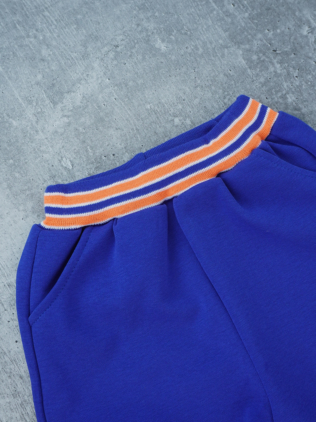 Little Surprise Box, 3pcs Blue & Orange Varsity Jacket with matching Tracks for toddler and Kids