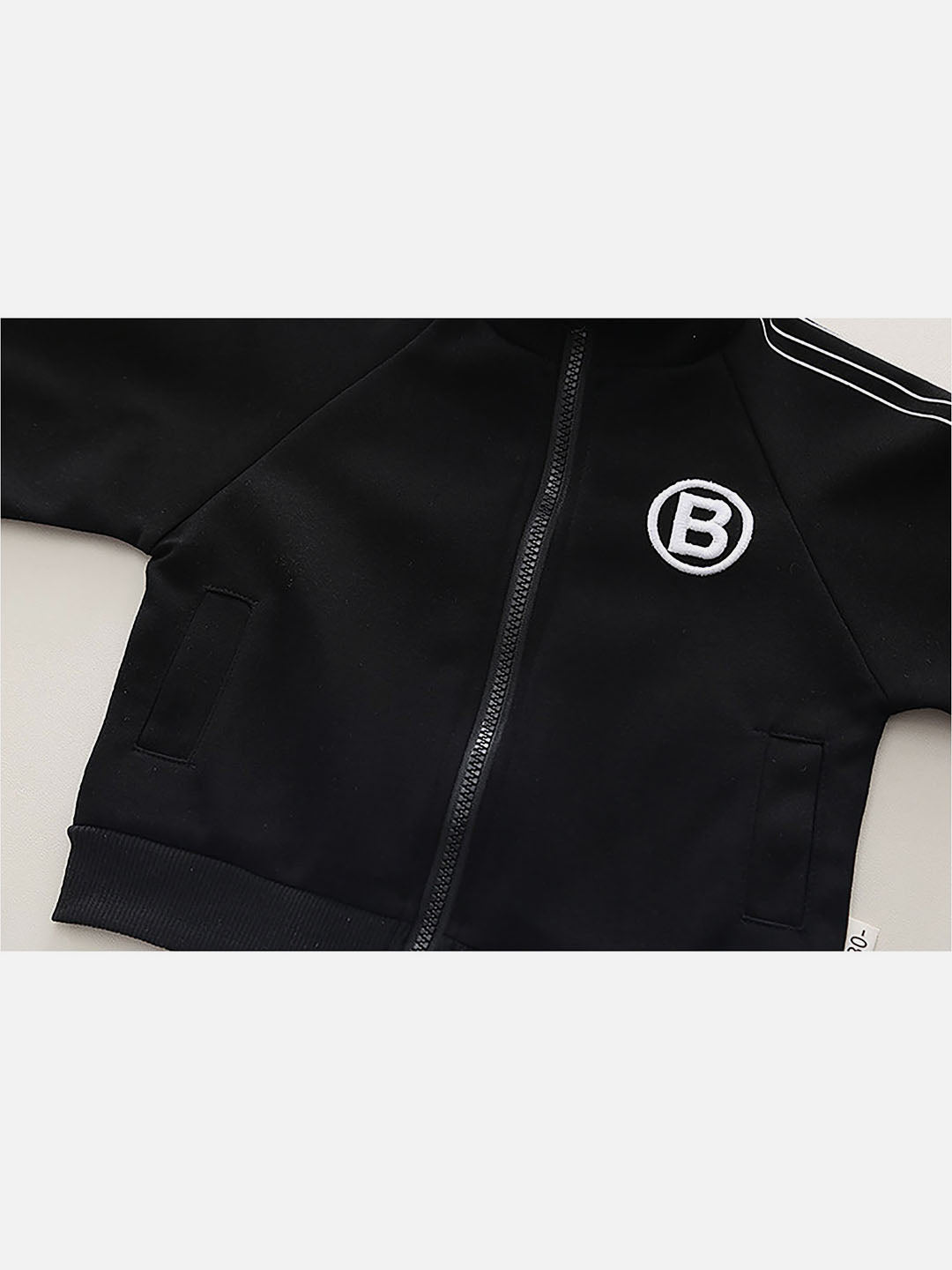 Little Surprise Box Black Letter B Monogram 3 Pcs Track Suit Set For Toddlers And Kids