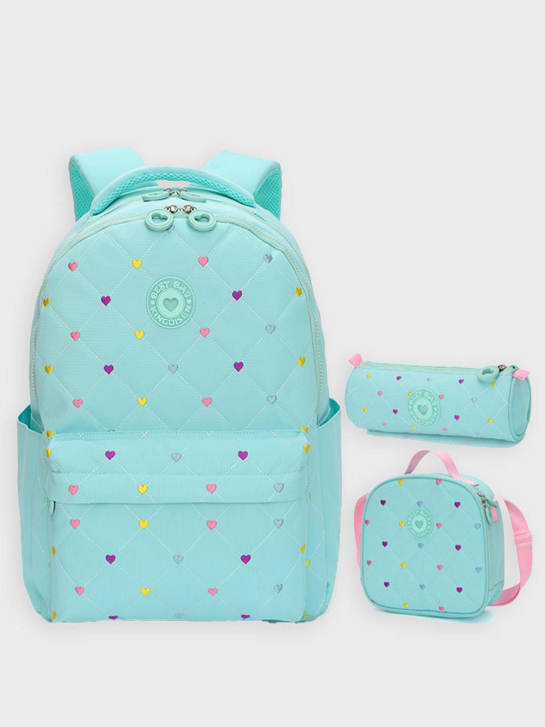 Little Surprise Box, 3pcs Mini Heart Matching Backpack, Lunch Bag and Stationery Pouch