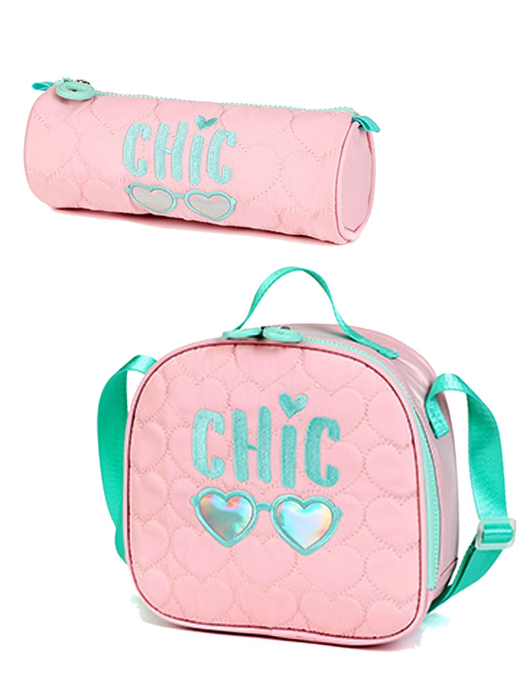 Little Surprise Box, 3pcs Pink Cool Glasses Matching Backpack, Lunch Bag and Stationery Pouch