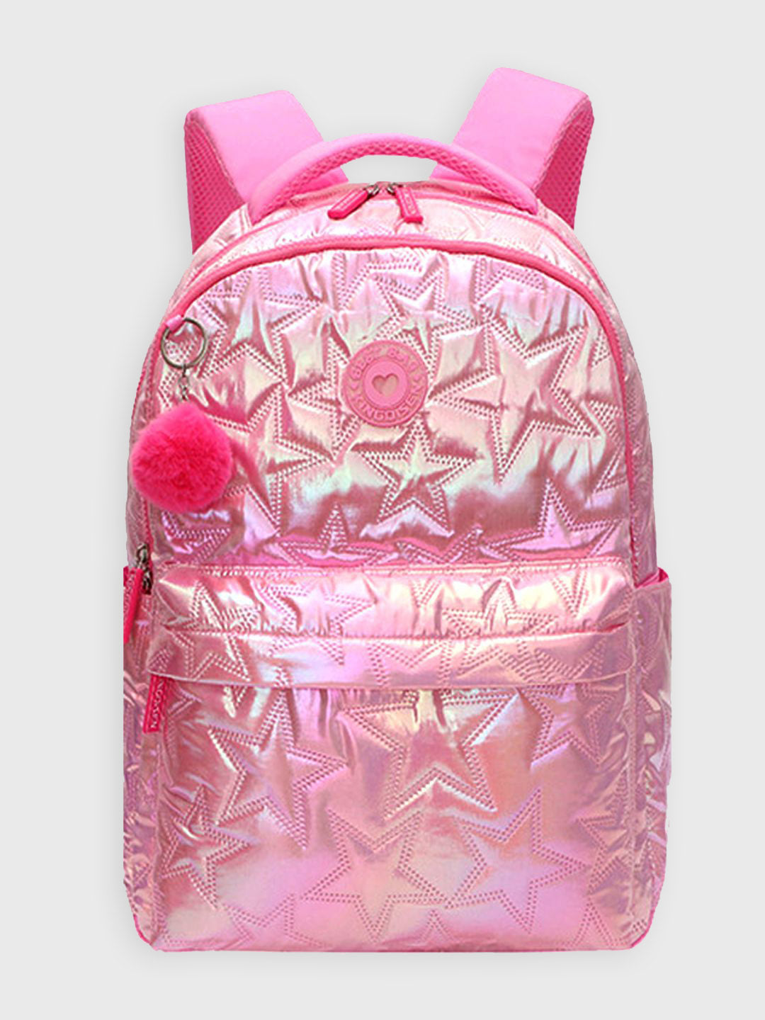 Little Surprise Box, 3pcs Shiny Pink Star Matching Backpack, Lunch Bag and Stationery Pouch
