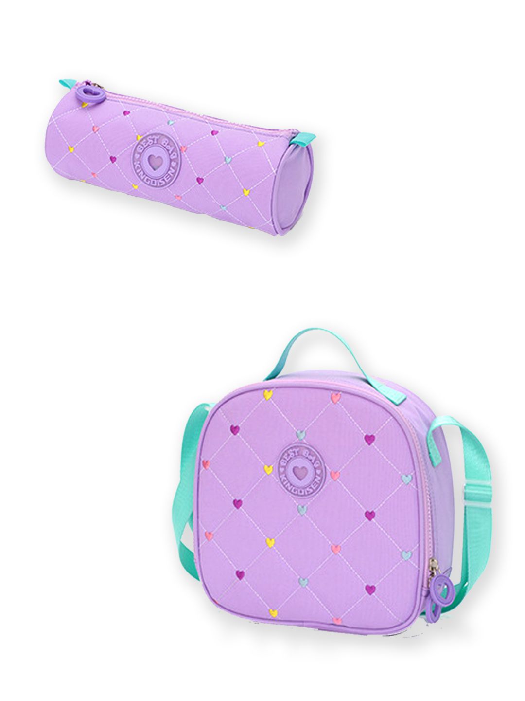 Little Surprise Box, 3pcs Mini Heart Matching Backpack, Lunch Bag and Stationery Pouch